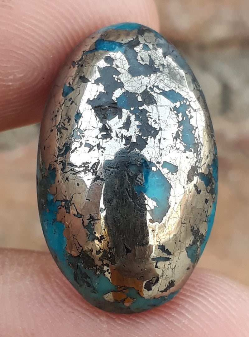 Natural Turquoise with Pyrite - Blue Matrix Turquoise - Shajri Feroza-29Ct