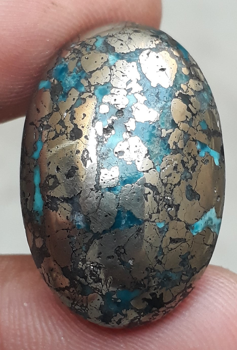 Natural Turquoise with Pyrite - Blue Matrix Turquoise - Shajri Feroza-61Ct
