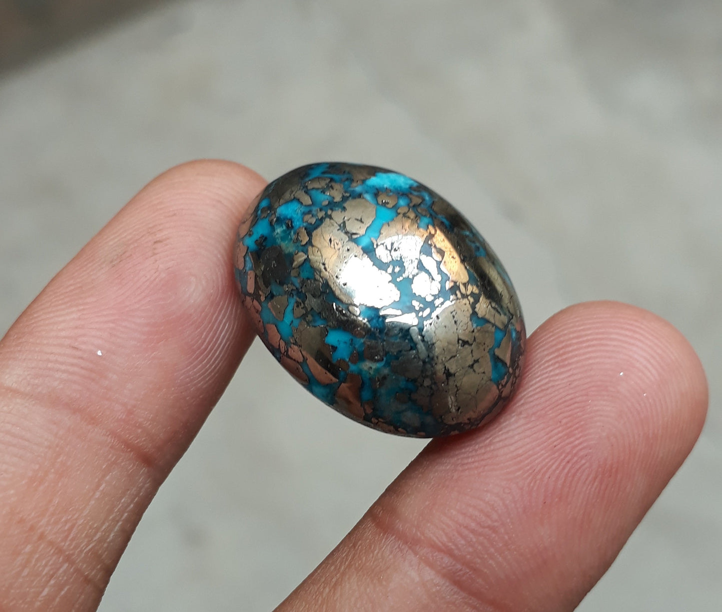 Natural Turquoise with Pyrite - Blue Matrix Turquoise - Shajri Feroza-58.4Ct