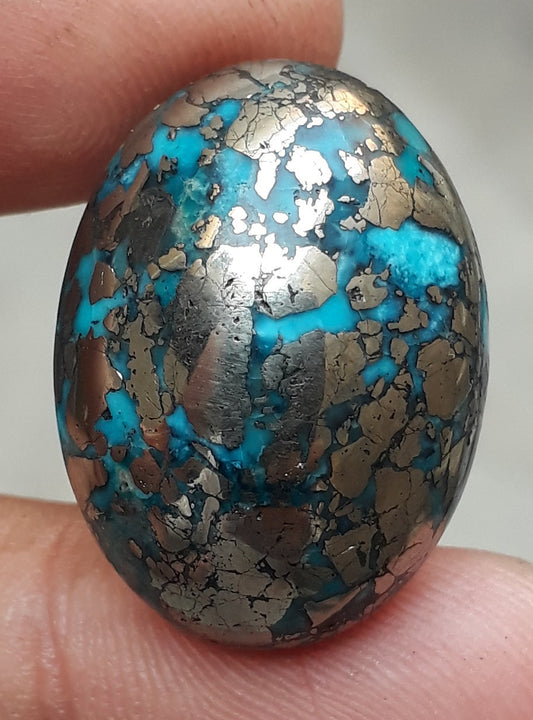 Natural Turquoise with Pyrite - Blue Matrix Turquoise - Shajri Feroza-58.4Ct