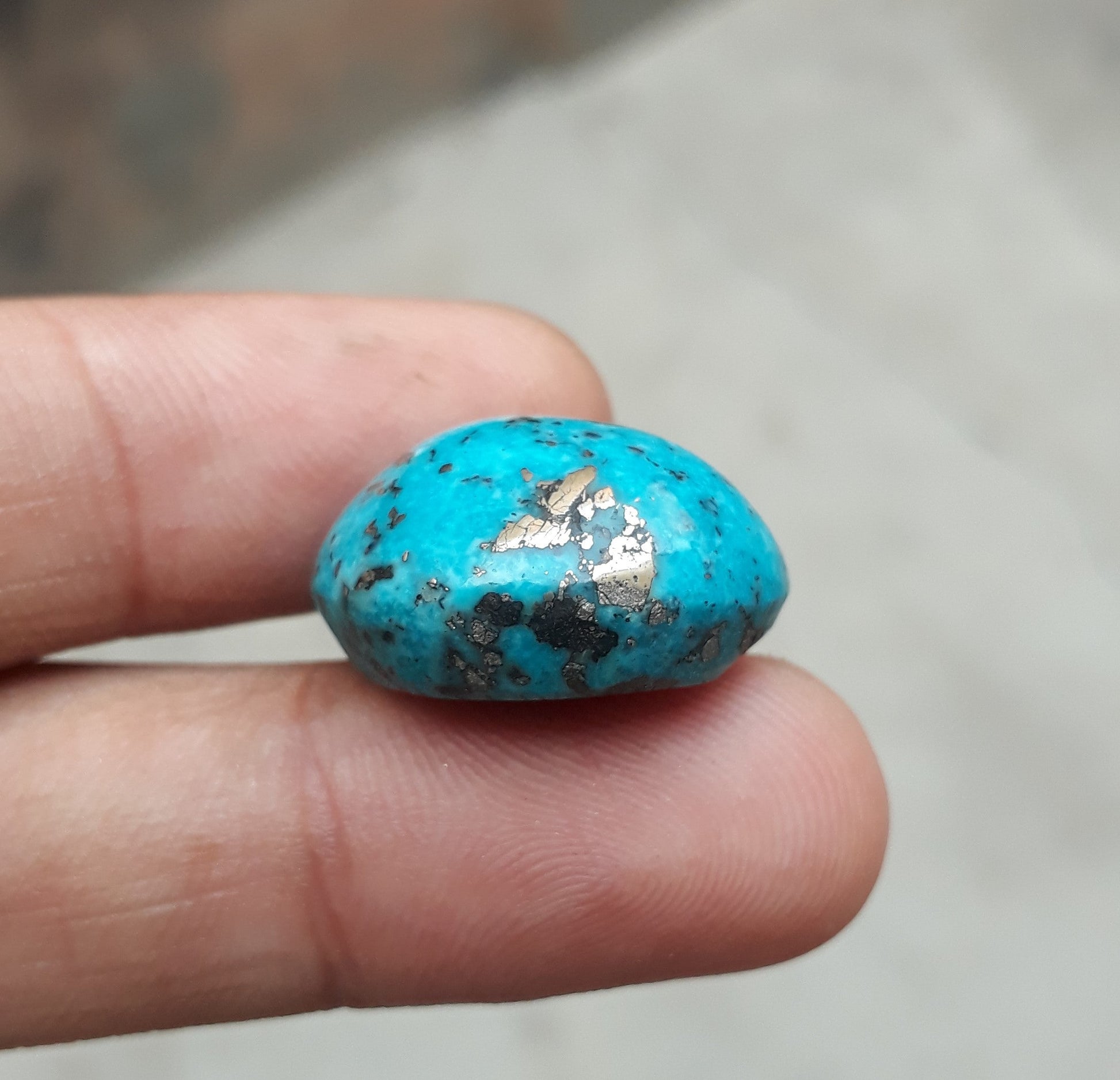 Natural Turquoise with Pyrite - Blue Matrix Turquoise - Shajri Feroza-38.2Ct