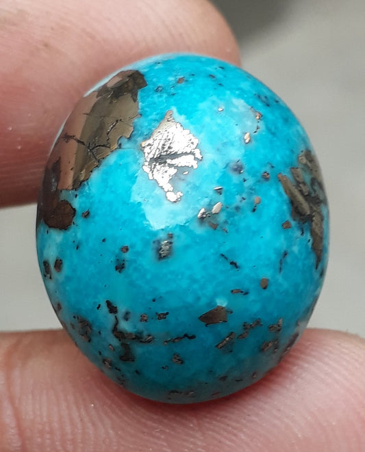 Natural Turquoise with Pyrite - Blue Matrix Turquoise - Shajri Feroza-38.2Ct