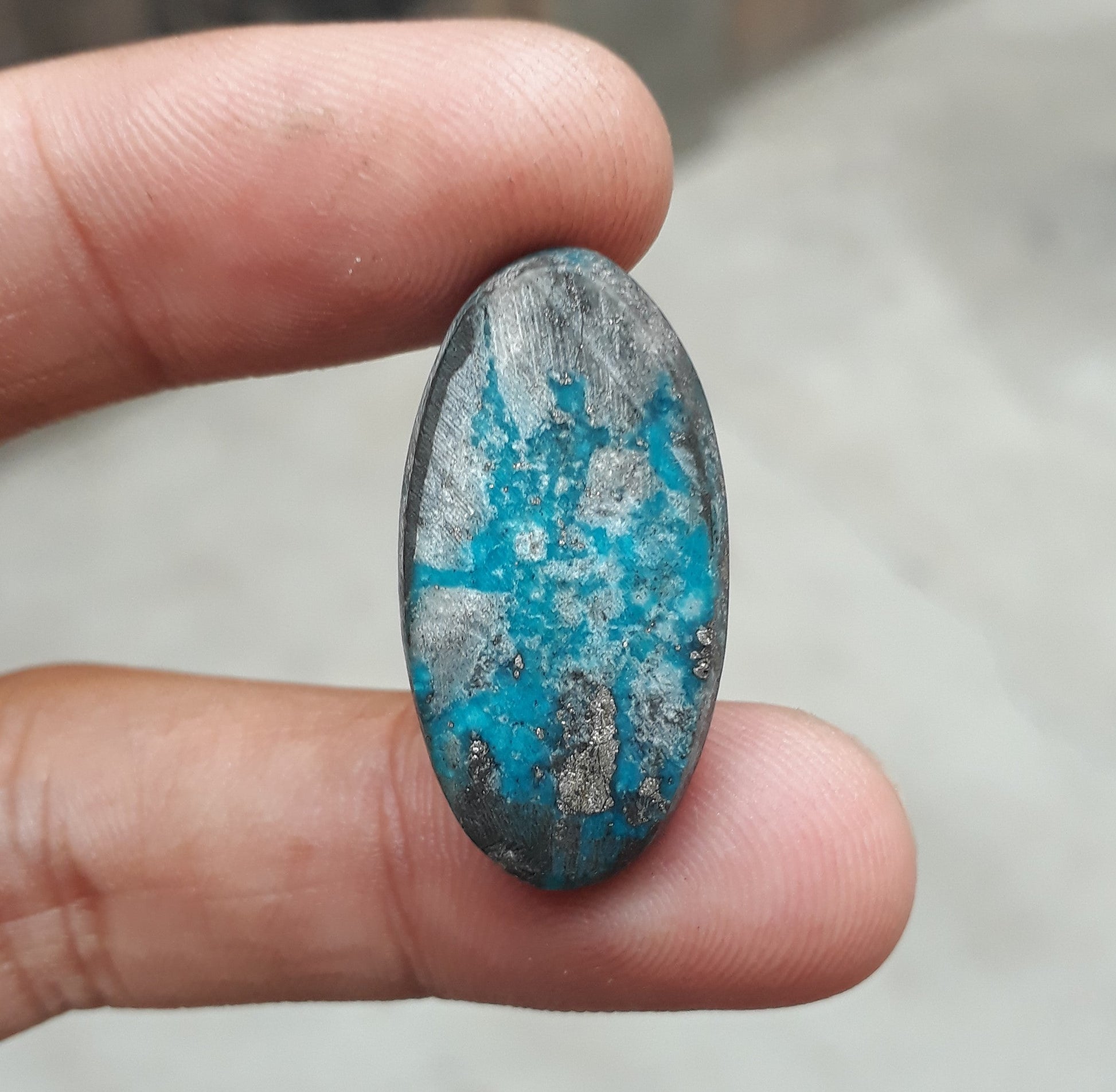 Natural Turquoise with Pyrite - Blue Matrix Turquoise - Shajri Feroza-35.1Ct