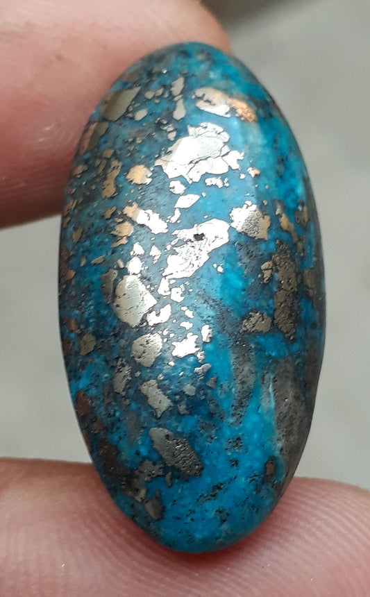 Natural Turquoise with Pyrite - Blue Matrix Turquoise - Shajri Feroza-35.1Ct