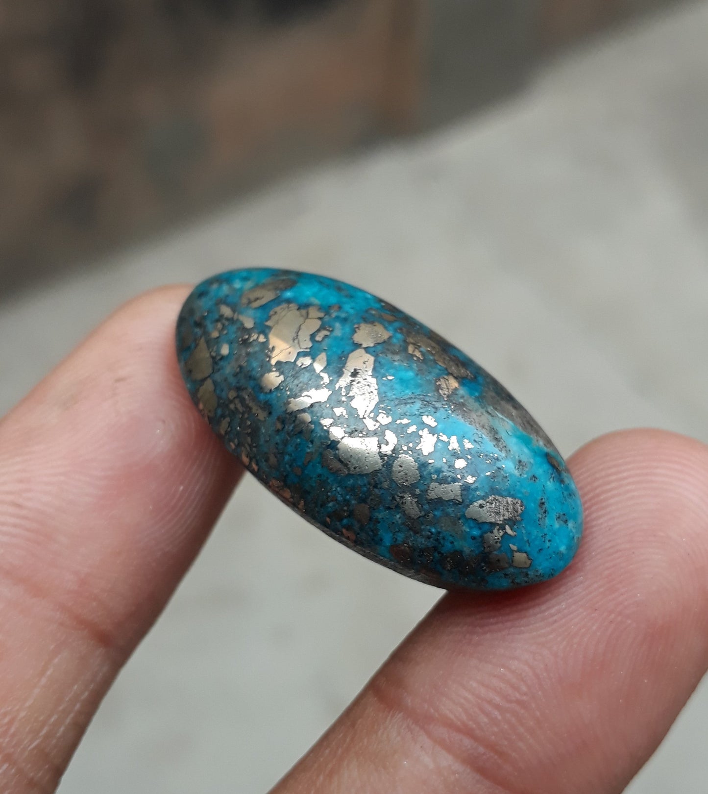 Natural Turquoise with Pyrite - Blue Matrix Turquoise - Shajri Feroza-35.1Ct