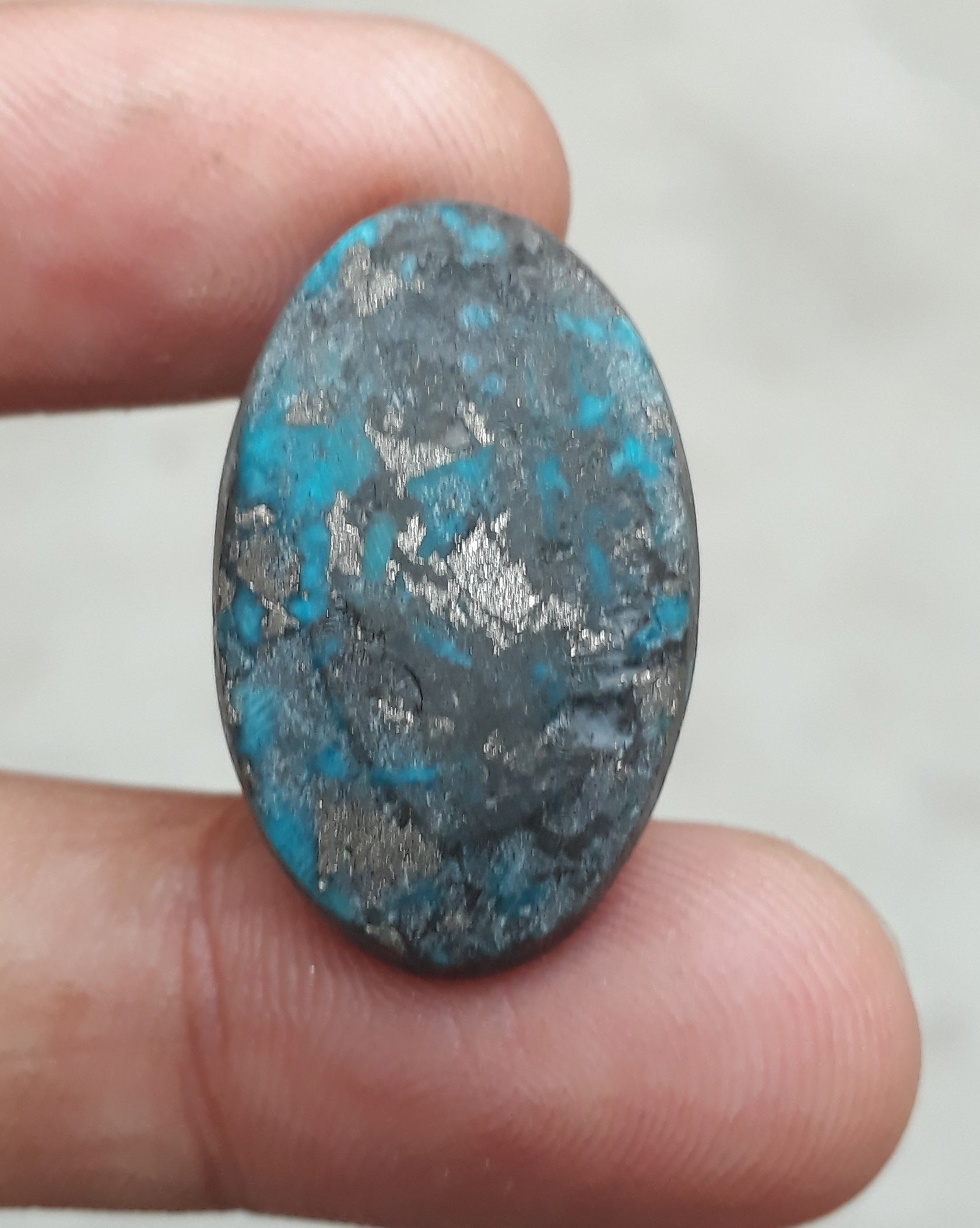 Natural Turquoise with Pyrite - Blue Matrix Turquoise - Shajri Feroza-49.3Ct