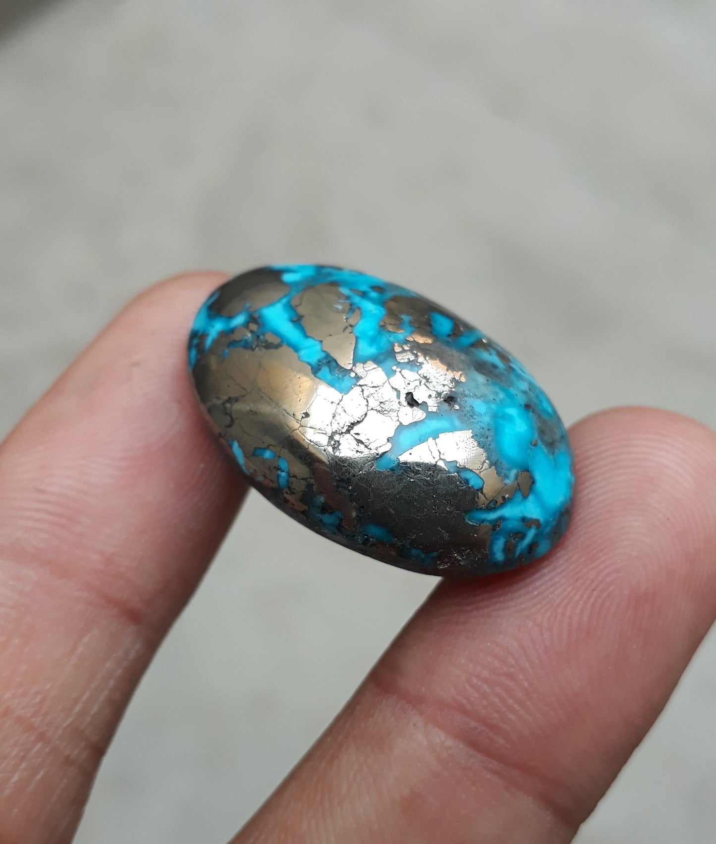 Natural Turquoise with Pyrite - Blue Matrix Turquoise - Shajri Feroza-49.3Ct