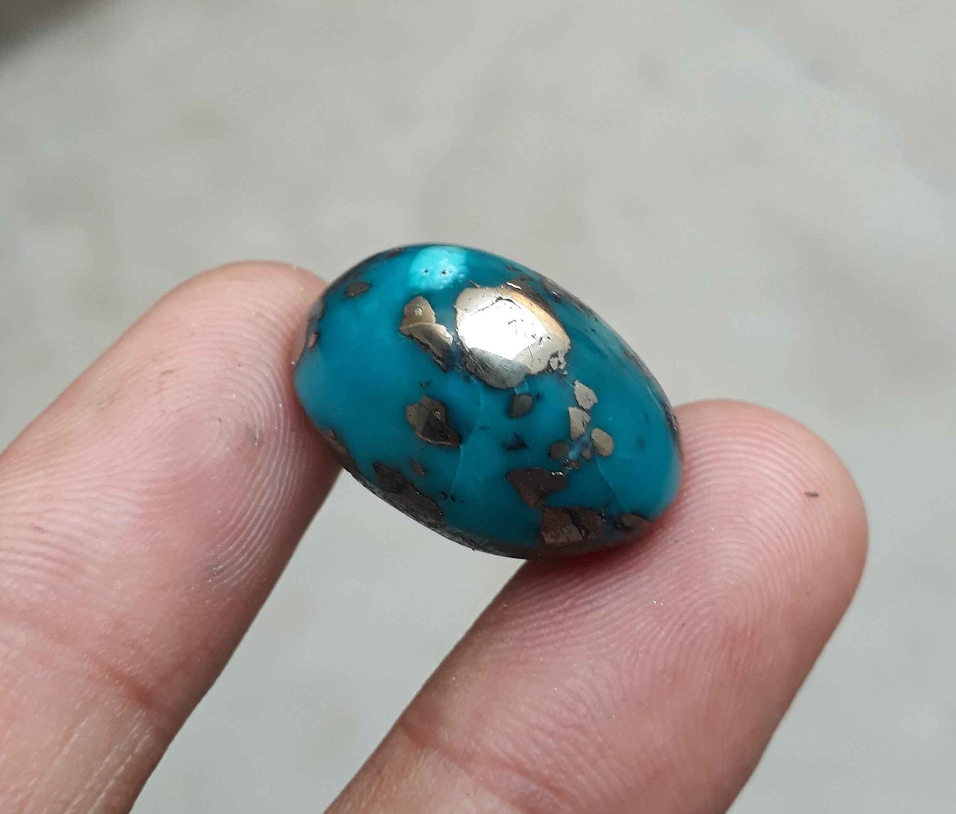 Natural Turquoise with Pyrite - Blue Matrix Turquoise - Shajri Feroza-38.5Ct