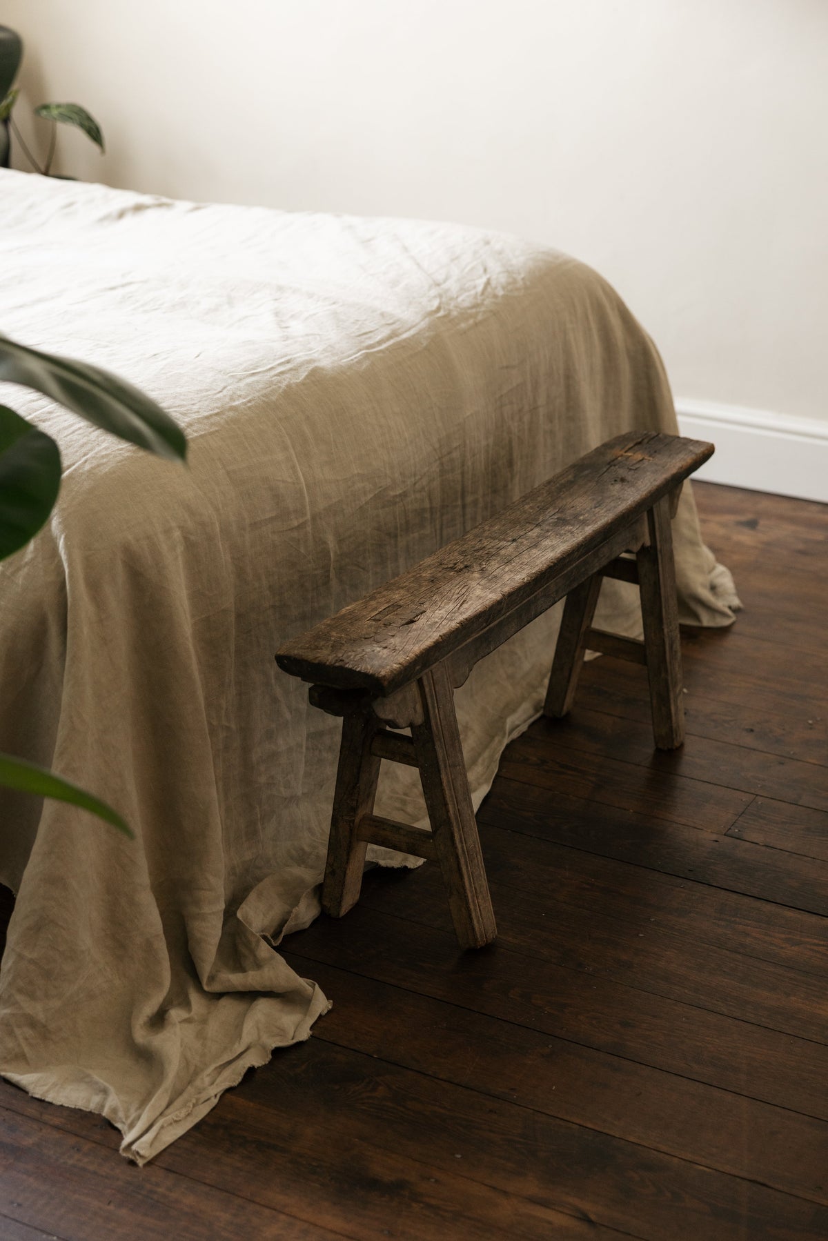 Antique Rustic Elm Bench 06