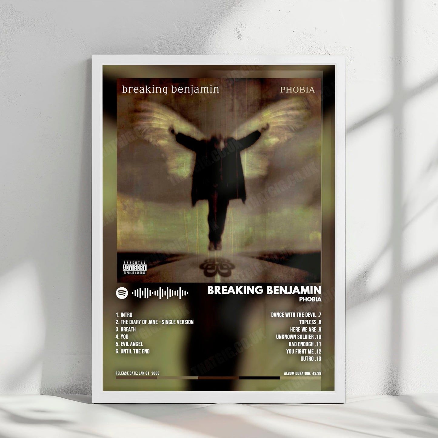 Breaking Benjamin "Phobia" Album Cover Poster - with Complete Tracklist