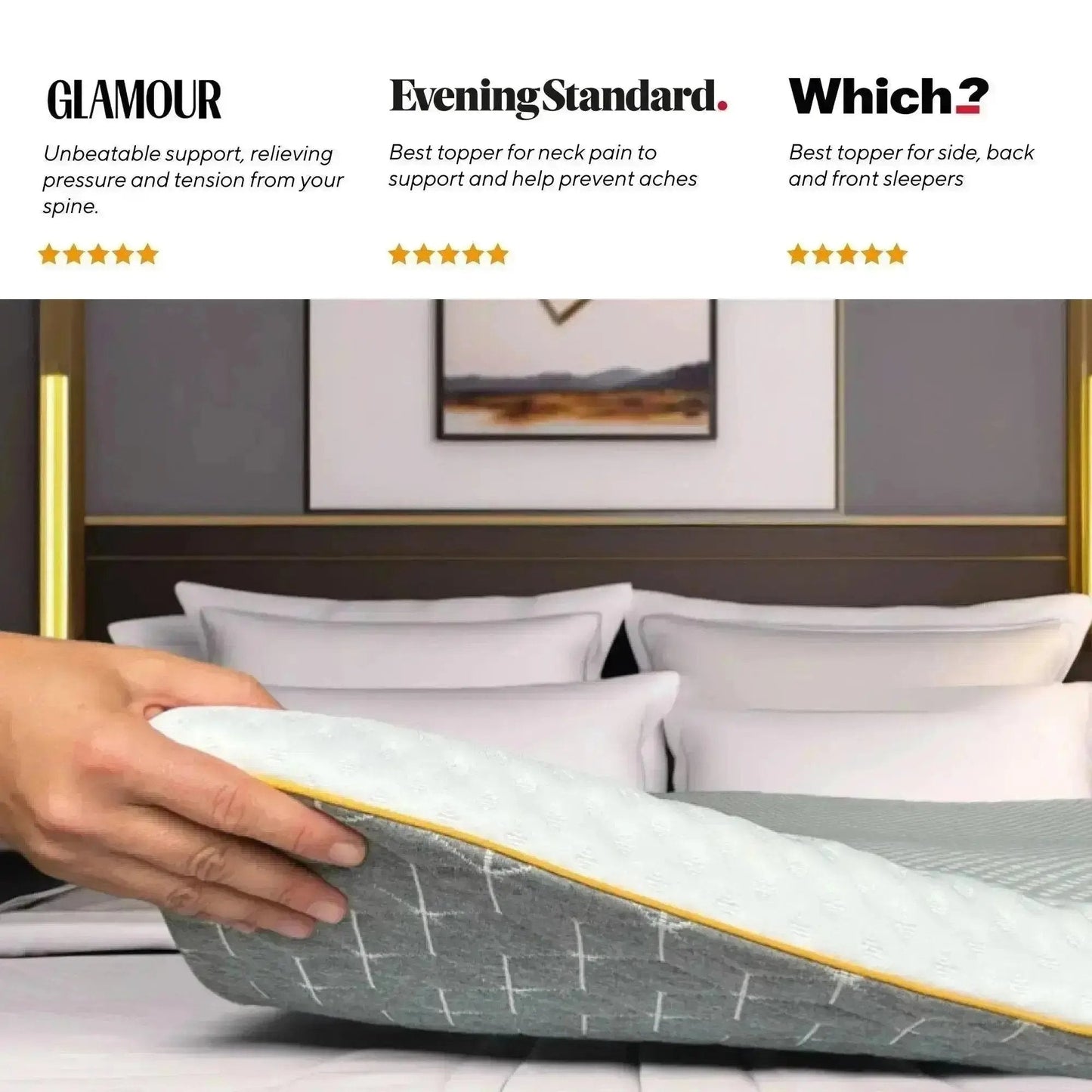 Brightr® Aurora Deluxe 2 in 1 Memory Foam mattress topper