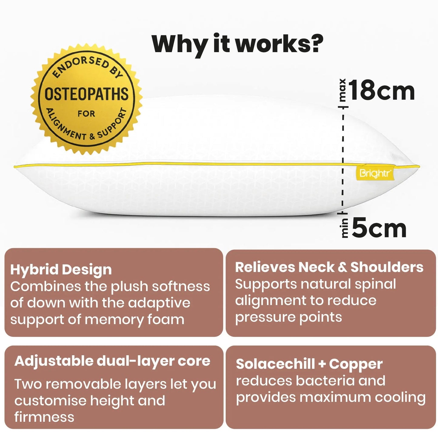 Brightr® Stella Hybrid Neck Support pillow