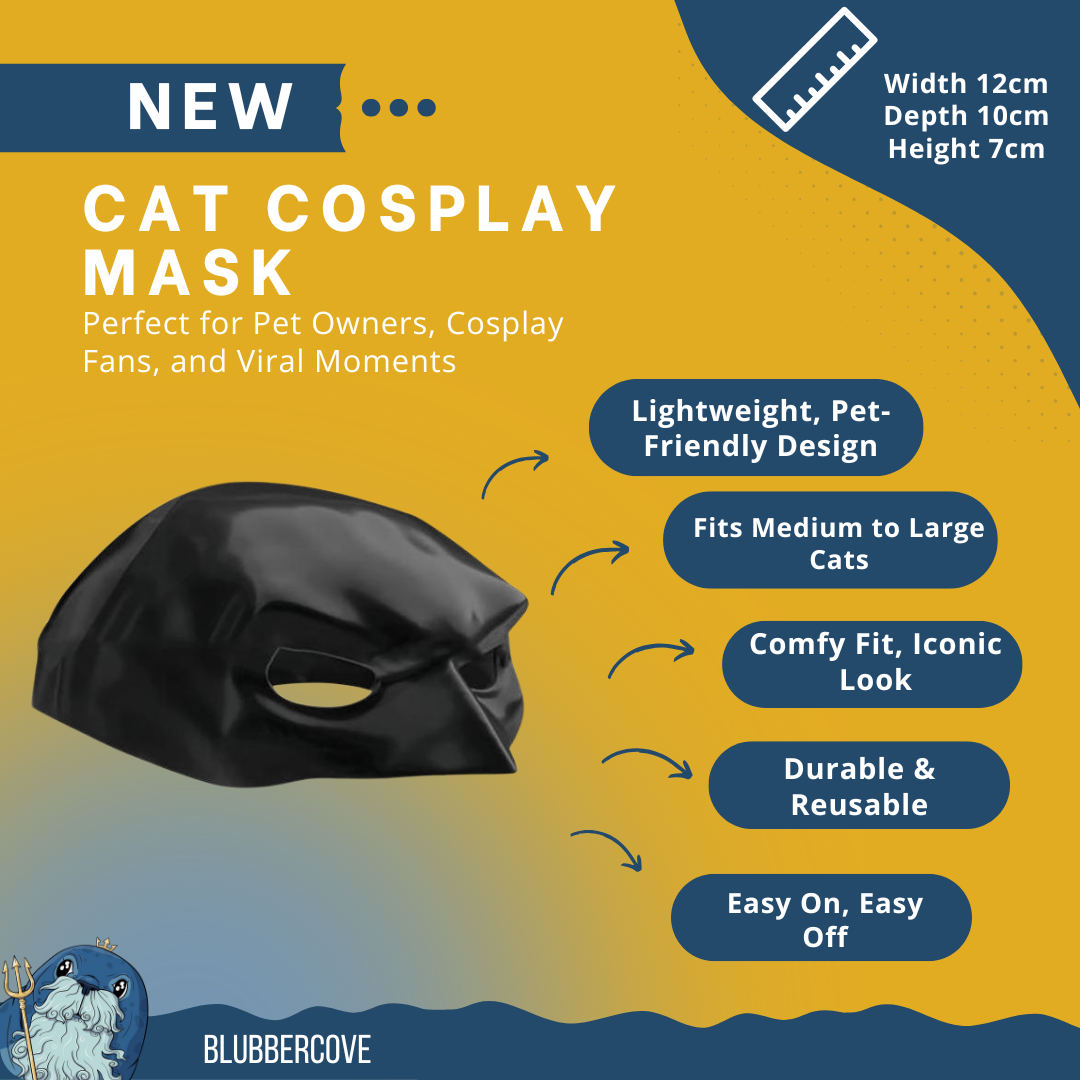Bat Cat Cosplay Mask – Funny Cat Costume for TikTok, Halloween, Pet Cosplay, Hero Villain Dress Up