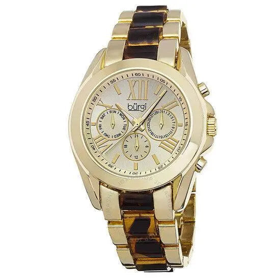 Burgi BUR094YG Womens Gold Tortoise Watch