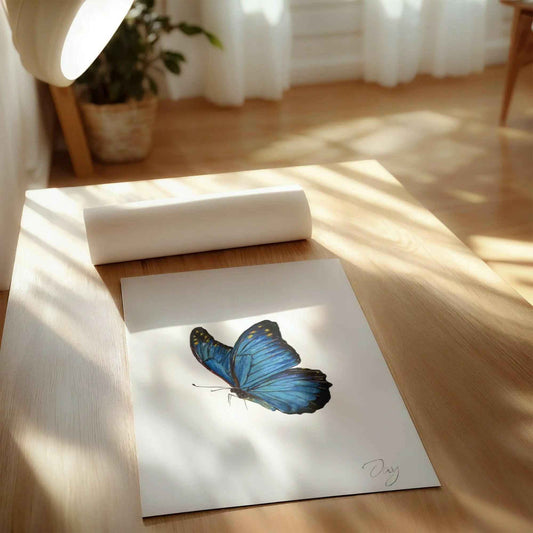 Blue Butterfly Signed Print (A4)