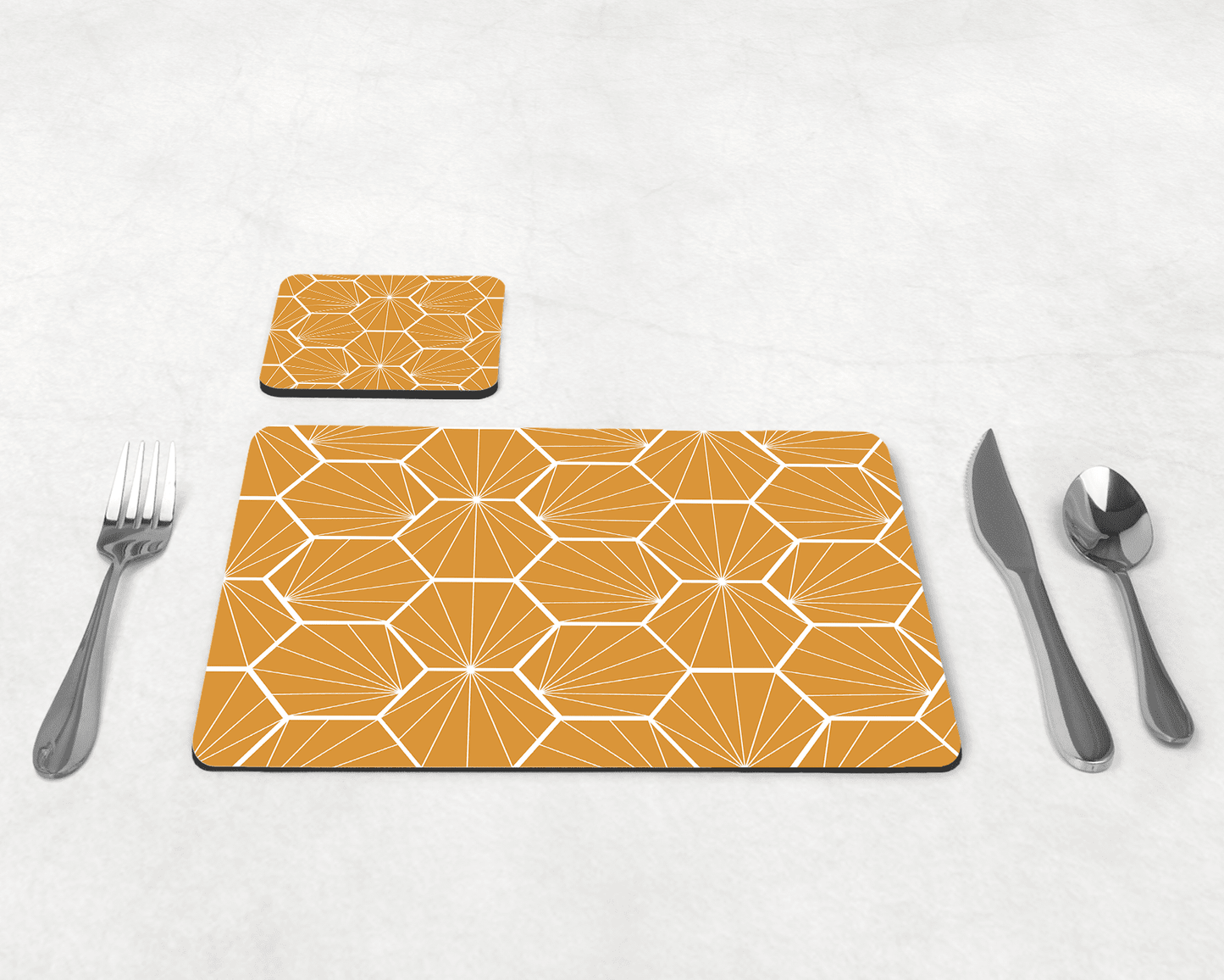 Butter Yellow Geometric Hexagons Placemats, Set of 4 or Set of 6