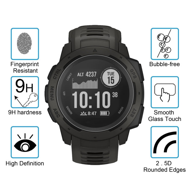 2 PCS ENKAY Hat-Prince 0.2mm 9H 2.15D Curved Edge Tempered Glass Film for Garmin Instinct Intelligent Sports Watch, 2 PCS Garmin Instinct