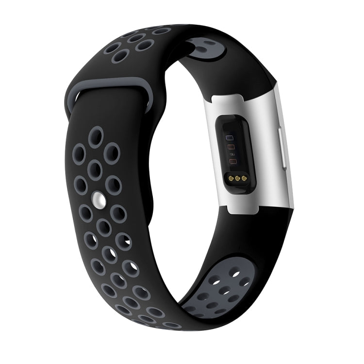 Two-color Round Hole Silicone Watch Band for Fitbit Charge 3, Watch Band Size:145-210mm