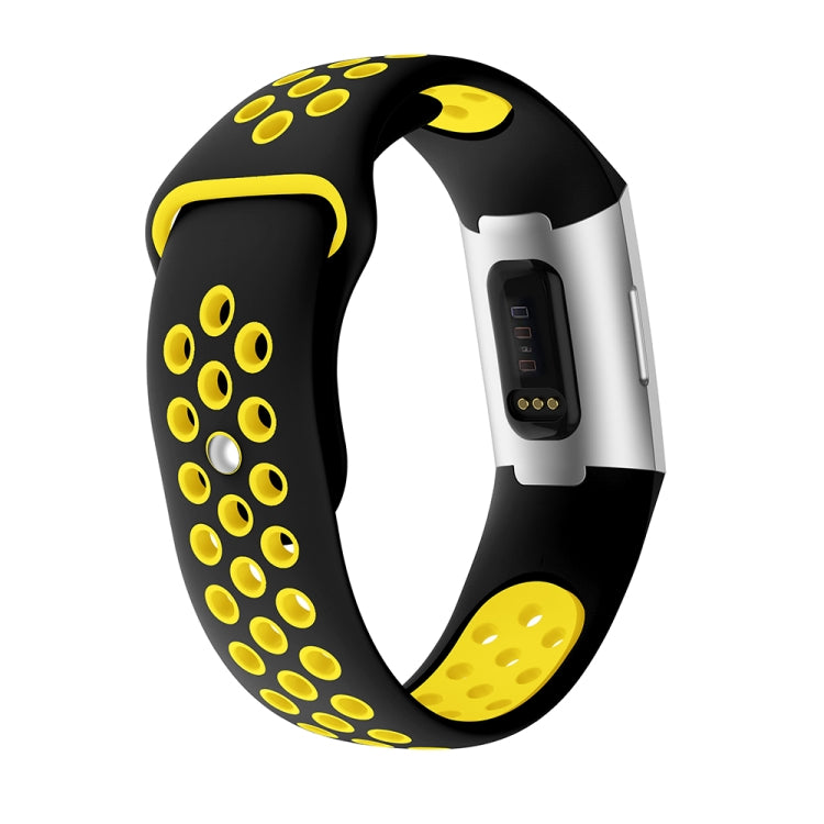 Two-color Round Hole Silicone Watch Band for Fitbit Charge 3, Watch Band Size:145-210mm