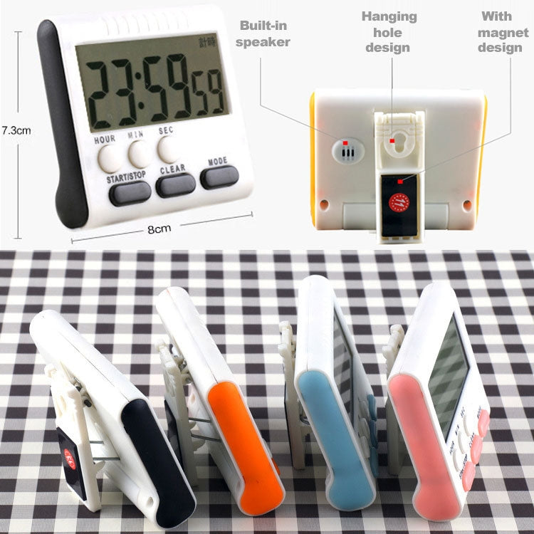 Kitchen Timer 24 Hours Digital Alarm Clock LCD Screen Magnetic Backing for Cooking Baking
