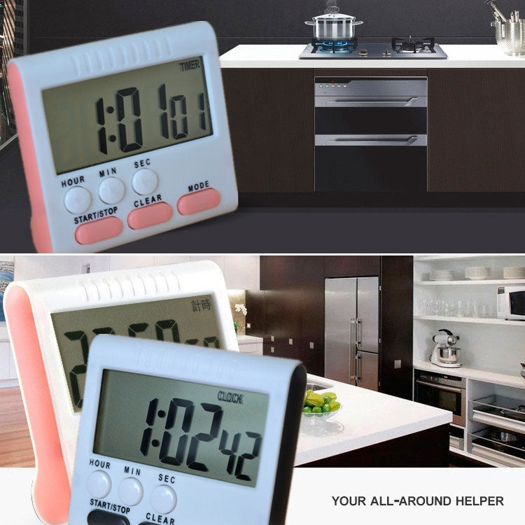 Kitchen Timer 24 Hours Digital Alarm Clock LCD Screen Magnetic Backing for Cooking Baking