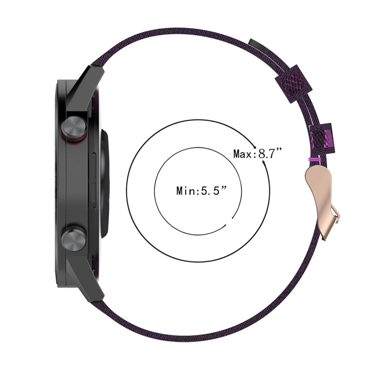 22mm Stripe Weave Nylon Wrist Strap Watch Band for Huawei GT / GT2 46mm, Honor Magic Watch 2 46mm / Magic