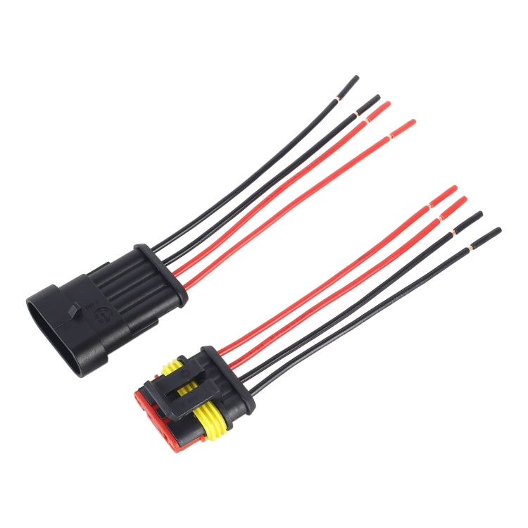 10pcs 3P Car Waterproof Plug Car Connector Plug-In, Length：10cm, 4P
