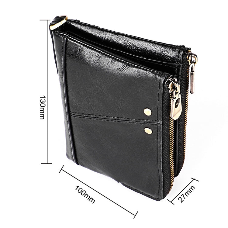 3533 Antimagnetic RFID Top-grain Leather Crazy Horse Texture Men Business Leisure Wallet