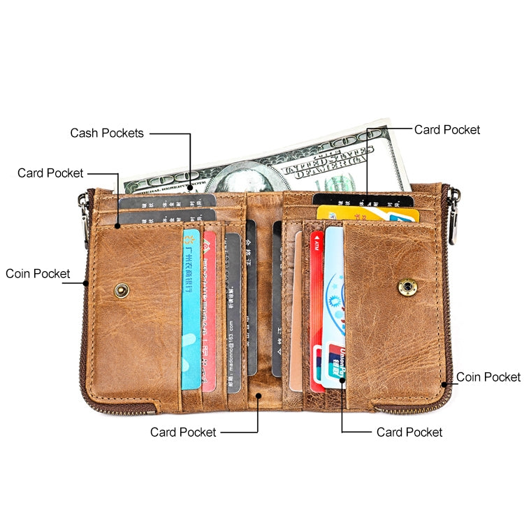 3533 Antimagnetic RFID Top-grain Leather Crazy Horse Texture Men Business Leisure Wallet