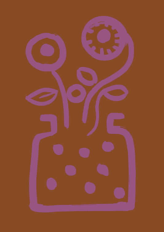 Vase no 2 print - Terracotta + Pink