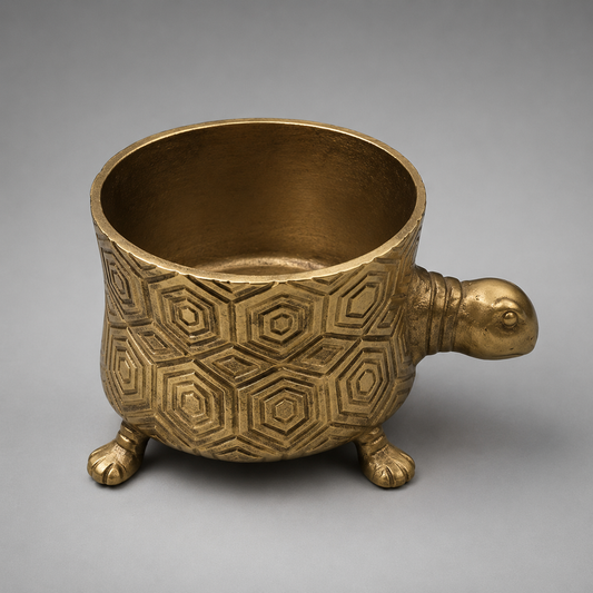 Tortoise Planter Pot | Brass Finish Indoor Succulent Holder