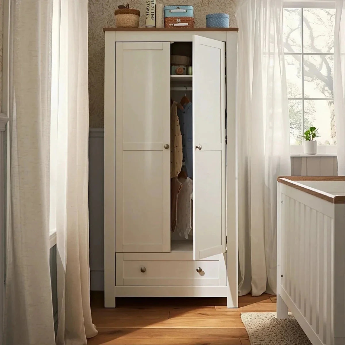 CuddleCo Burford 2 Piece Nursery Furniture Set - White/Oak