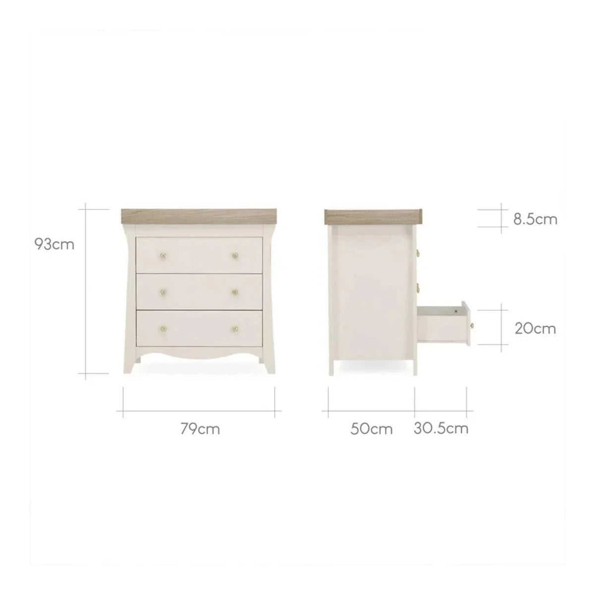 CuddleCo Clara 3 Piece Nursery Furniture Set - Cashmere & Ash