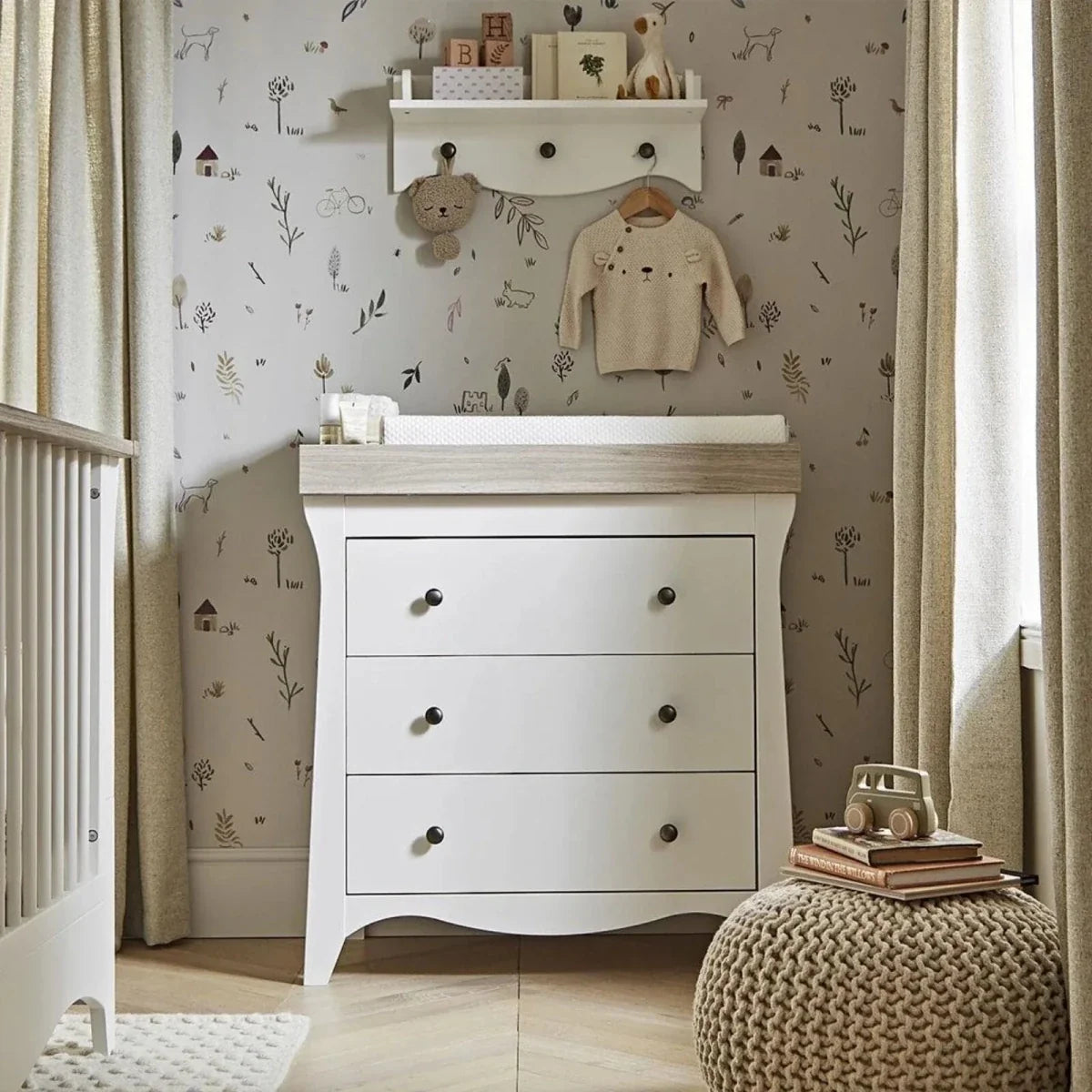 CuddleCo Clara 3 Drawer Dresser Changer - White & Ash