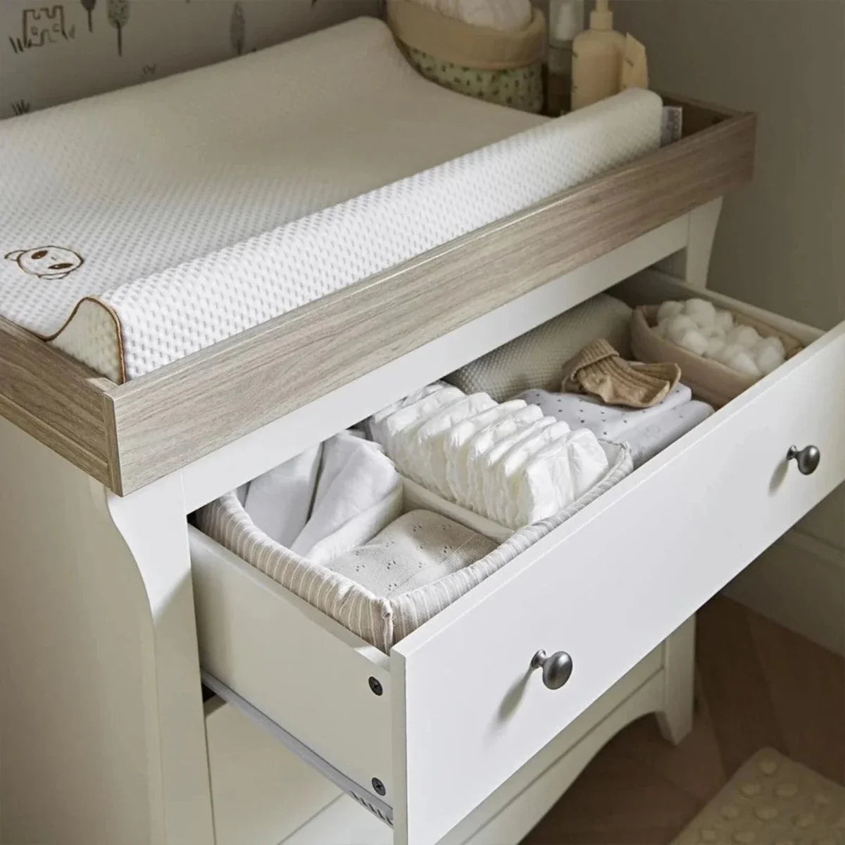 CuddleCo Clara 3 Drawer Dresser Changer - White & Ash
