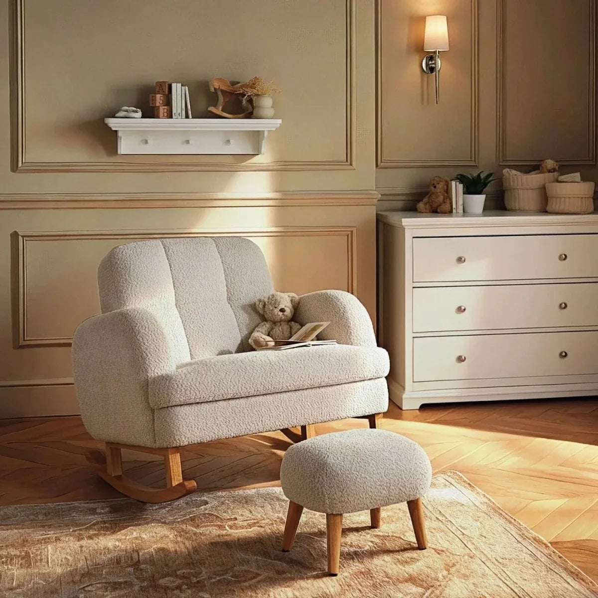 CuddleCo Etta Cuddle Nursing Chair & Foot Stool - Boucle Mushroom