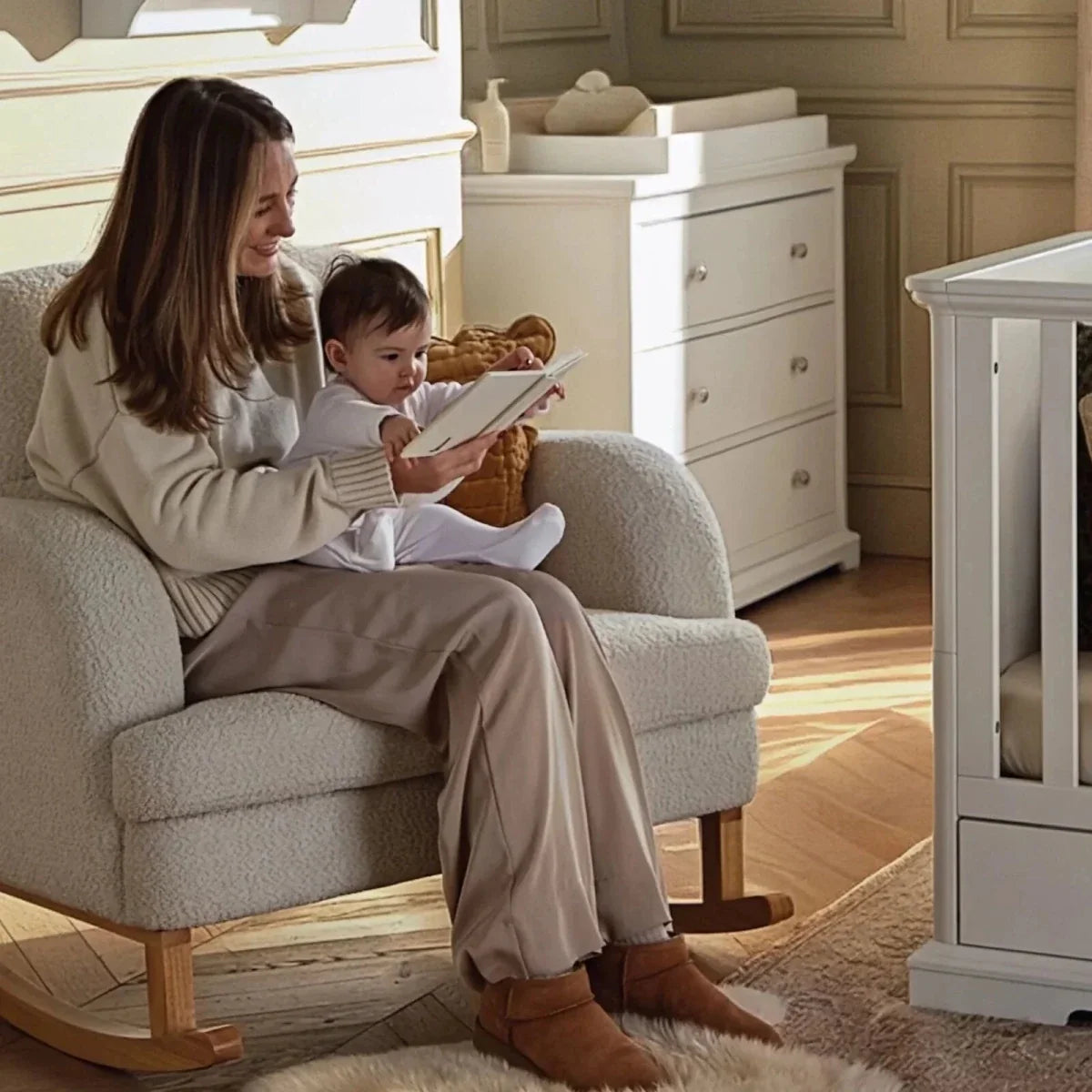 CuddleCo Etta Cuddle Nursing Chair & Foot Stool - Boucle Mushroom