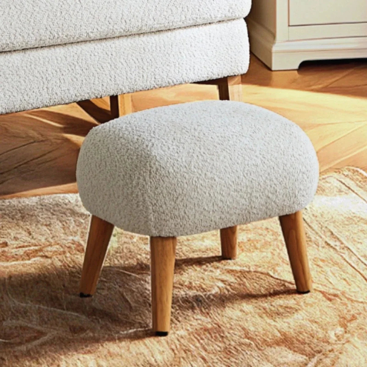CuddleCo Etta Foot Stool - Boucle Mushroom