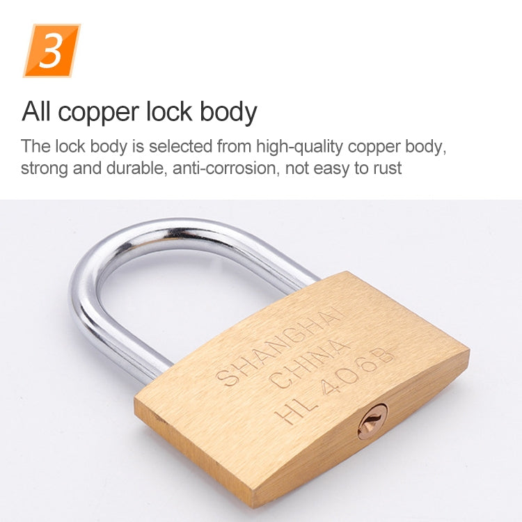 Copper Padlock Small Lock, Style: Long Lock Beam, 30mm Not Open, Long, 30mm Not Open