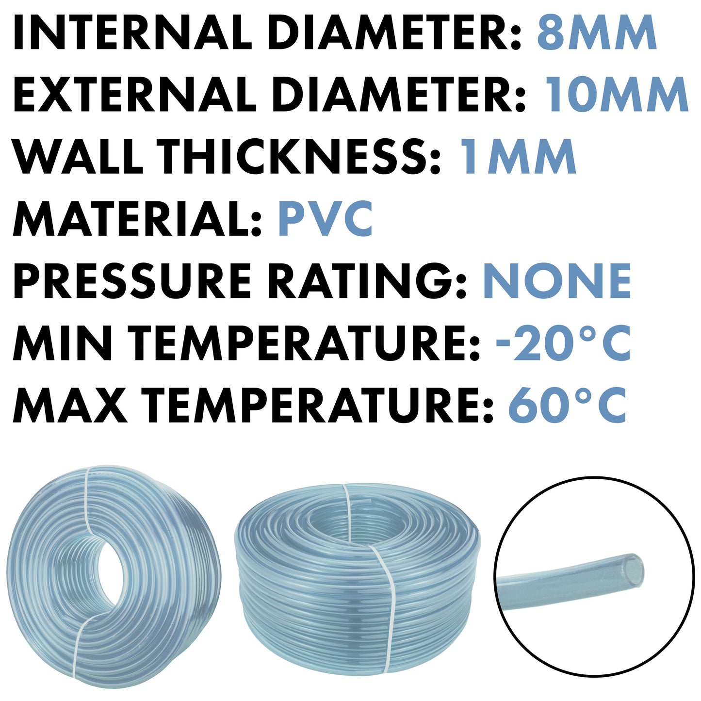 Clear PVC Pipe 8mm*10mm Pipe and Water Fitting Garden Water Connector