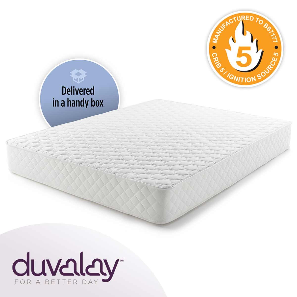 Duvalay Vacuum Packed Mattress 5'10" x 2'3" x 6" (180cm x 70cm x 15cm)