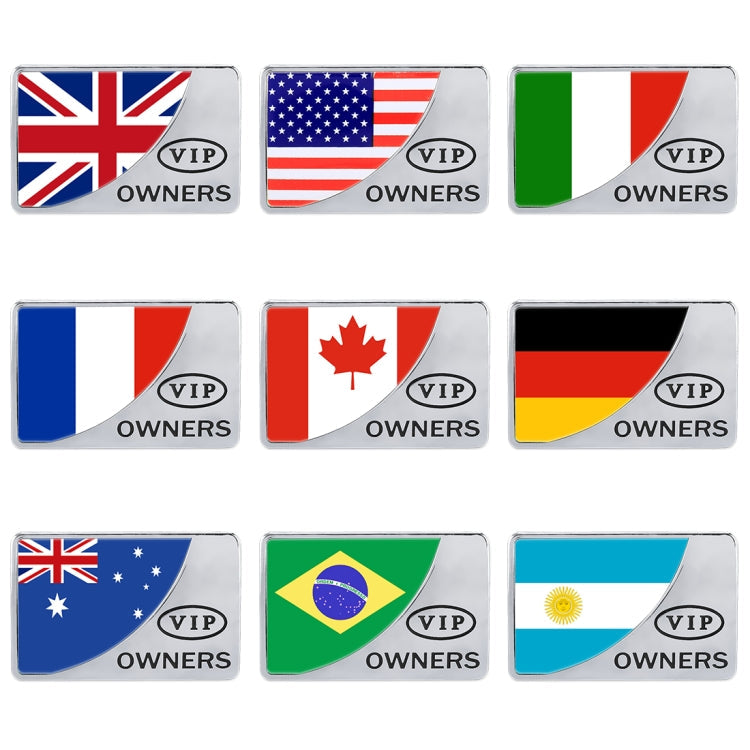 Universal Car France Flag Rectangle Shape VIP Metal Decorative Sticker, France Flag (Silver)