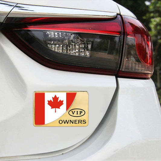 Universal Car Canada Flag Rectangle Shape VIP Metal Decorative Sticker, Canada Flag (Gold)