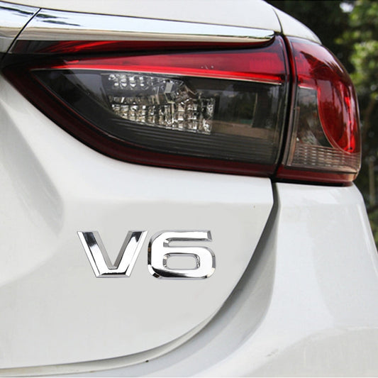 V6 Shape Car Metal Body Decorative Sticker, V6 Shape