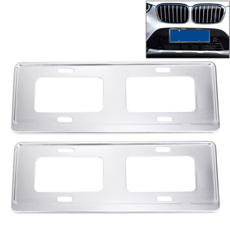 2 PCS Car License Plate Magnesium Alloy Bracket Frame Holder Stand Mount(Silver), Magnesium Alloy Bracket
