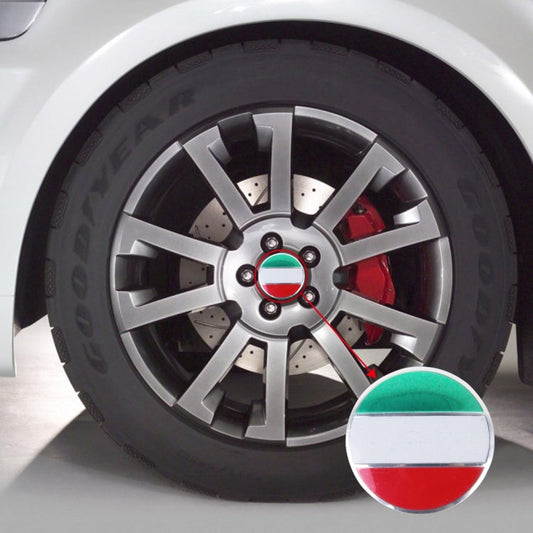4 PCS Italy Flag Metal Car Sticker Wheel Hub Caps Centre Cover Decoration, Italy Flag