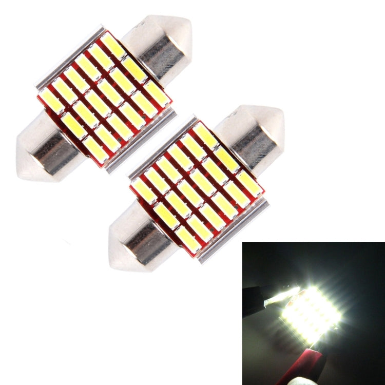 2 PCS DC 12V 3W 31MM Bicuspid Car Door Lamps Registration Mark light Dashboard Dome Door Lights LED Reading Lamp with 18 LED SMD 3014 Lights White, 31MM