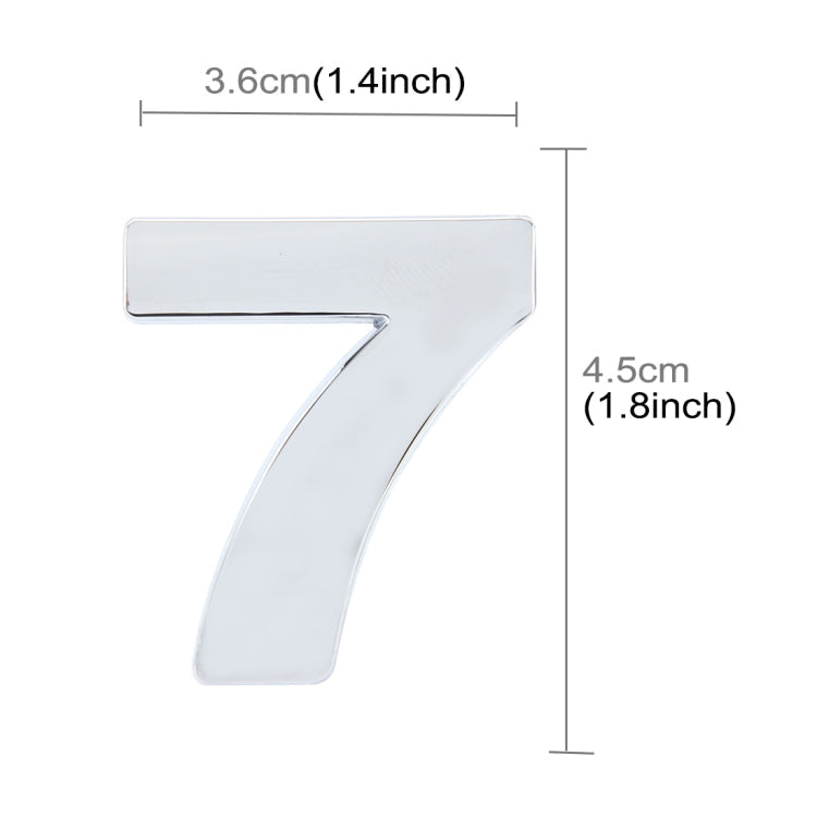 Car Vehicle Badge Emblem 3D Number One Self-adhesive Sticker Decal, Size: 3.6*4.5*0.5cm, 7, 8, 1, 2, 3, 4, 5, 6
