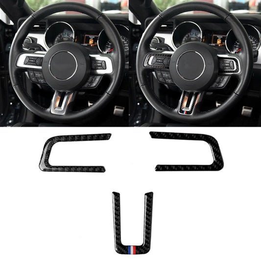 Car USA Color Carbon Fiber Steering Wheel Decorative Sticker for Ford Mustang 2015-2017, Steering Wheel