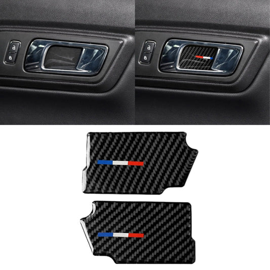 2 PCS Car USA Color Carbon Fiber Door Inner Handle Wrist Panel Decorative Sticker for Ford Mustang 2015-2017, Door Inner Handle Wrist